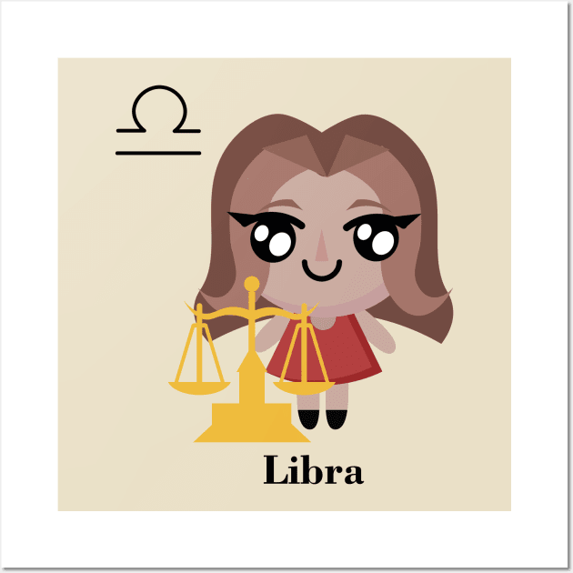 Libra Cute Zodiac Sign Wall Art by MikaelSh